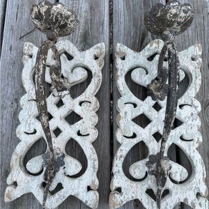 Rustic Wall Sconce Set - Cream and Brown